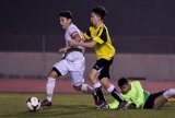 Lemoore's Josh Roa scores one of his two goals against Golden West Monday night.
